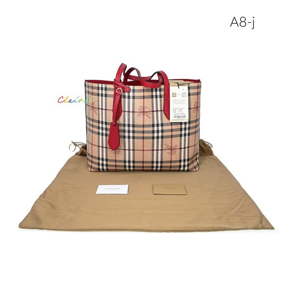 Burberry Medium Haymarket Colours Check Leather Reversible Tote - Picture 6 of 9